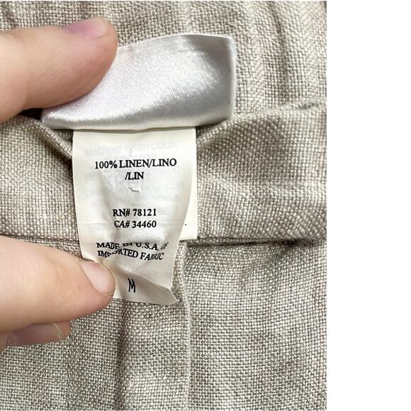 Eileen Fisher Beige 100% Linen Lightweight Cropped Pants Boho Sustainable Size M - Picture 3 of 4